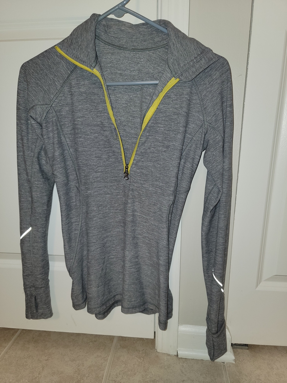 lululemon athletica Gray Long Sleeve Half-Zip with Yellow Zip